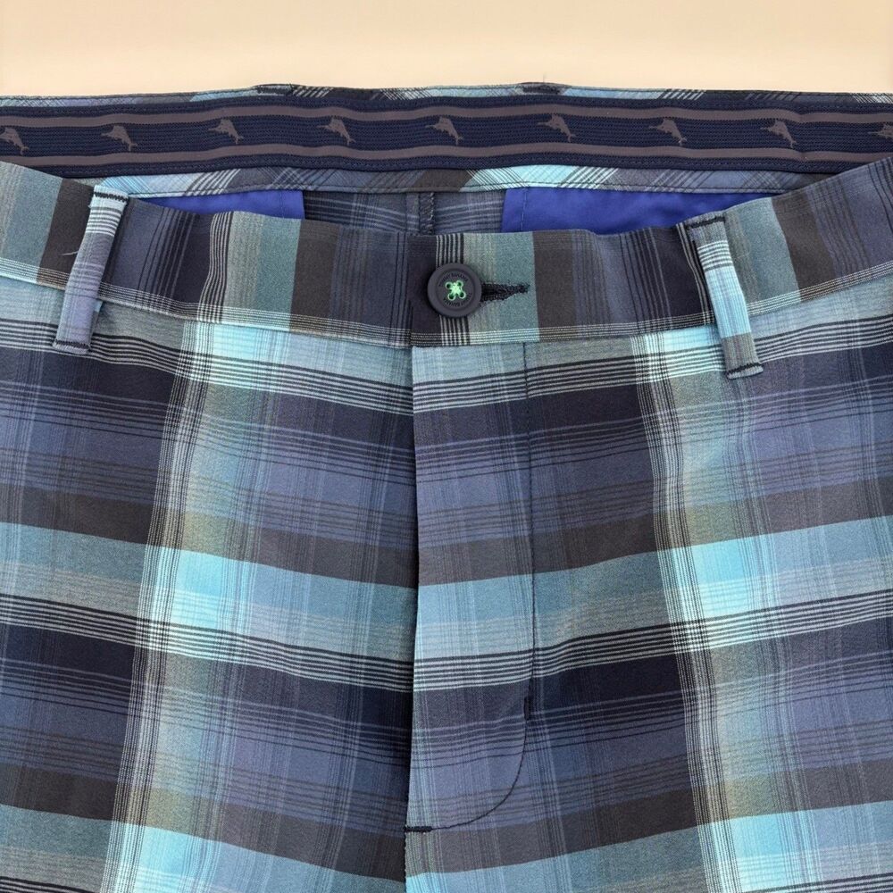 Tommy Bahama IslandZone Performance Hybrid Shorts Blue Plaid Men 36 Stretch Golf - Picture 3 of 9